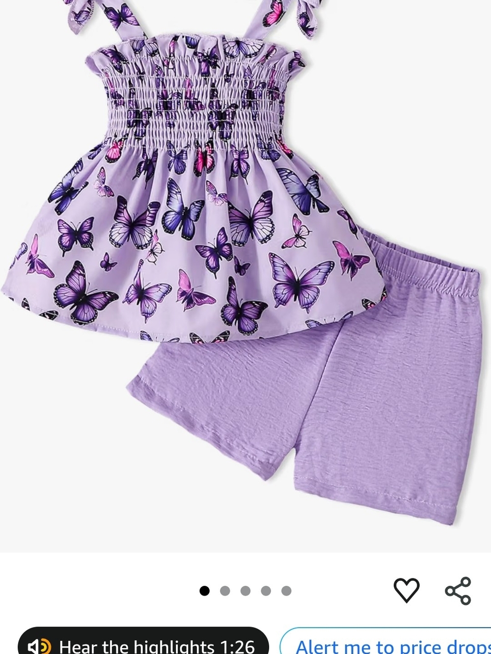 Toddler Girls' Purple Butterfly Tank Top & Shorts Set - Kids Accessories